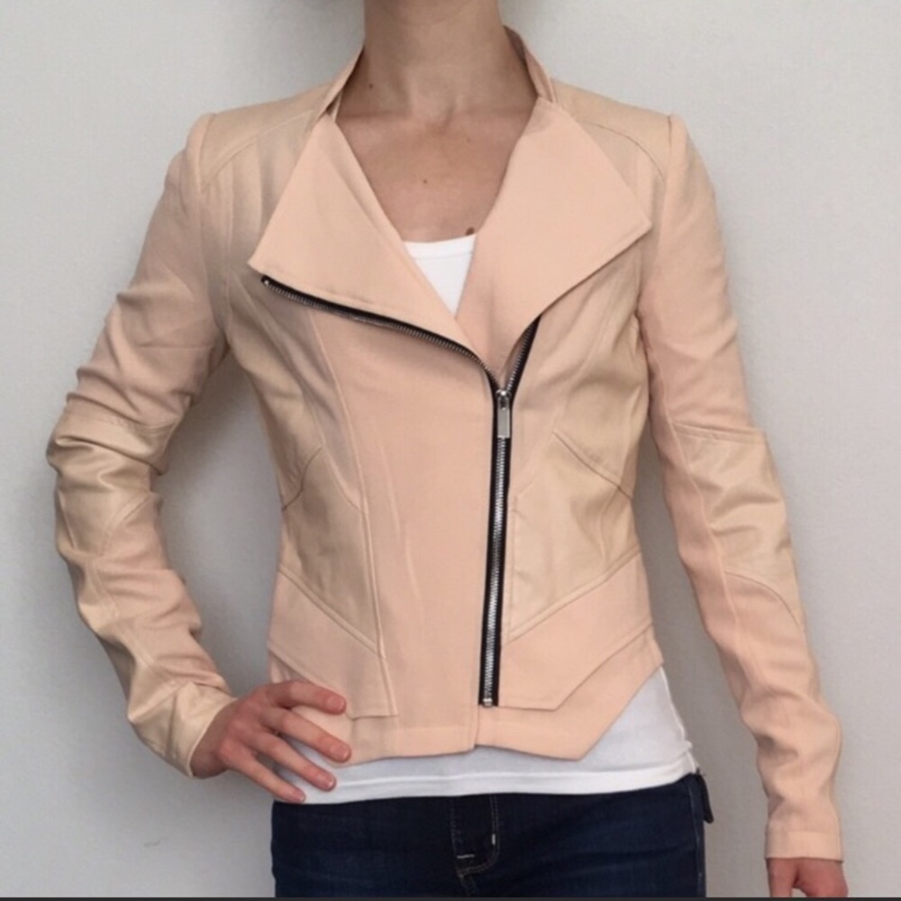 Gianni Bini Peach / Nude faux leather jacket XS